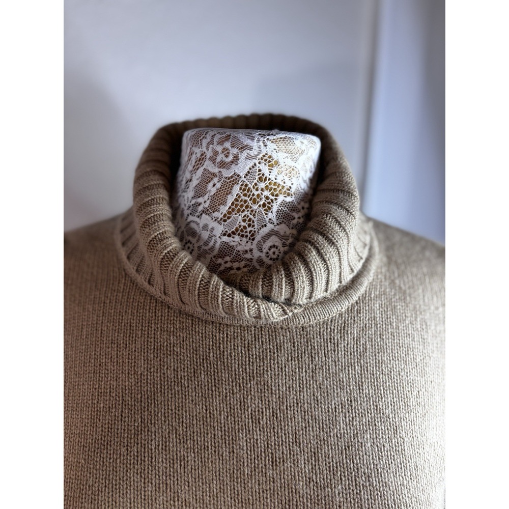Ralph Lauren Merino Wool Angora Cashmere Tan Mock Neck Turtleneck S Old Money - Picture 2 of 9